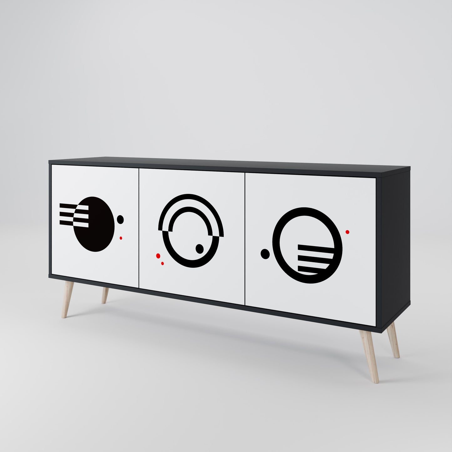 BLACK AND WHITE COMBINATION 3-Door Sideboard in Black Finish