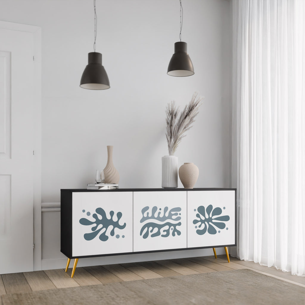 WONDERLAND VEGETATION 3-dörrars skänk i svart finish
