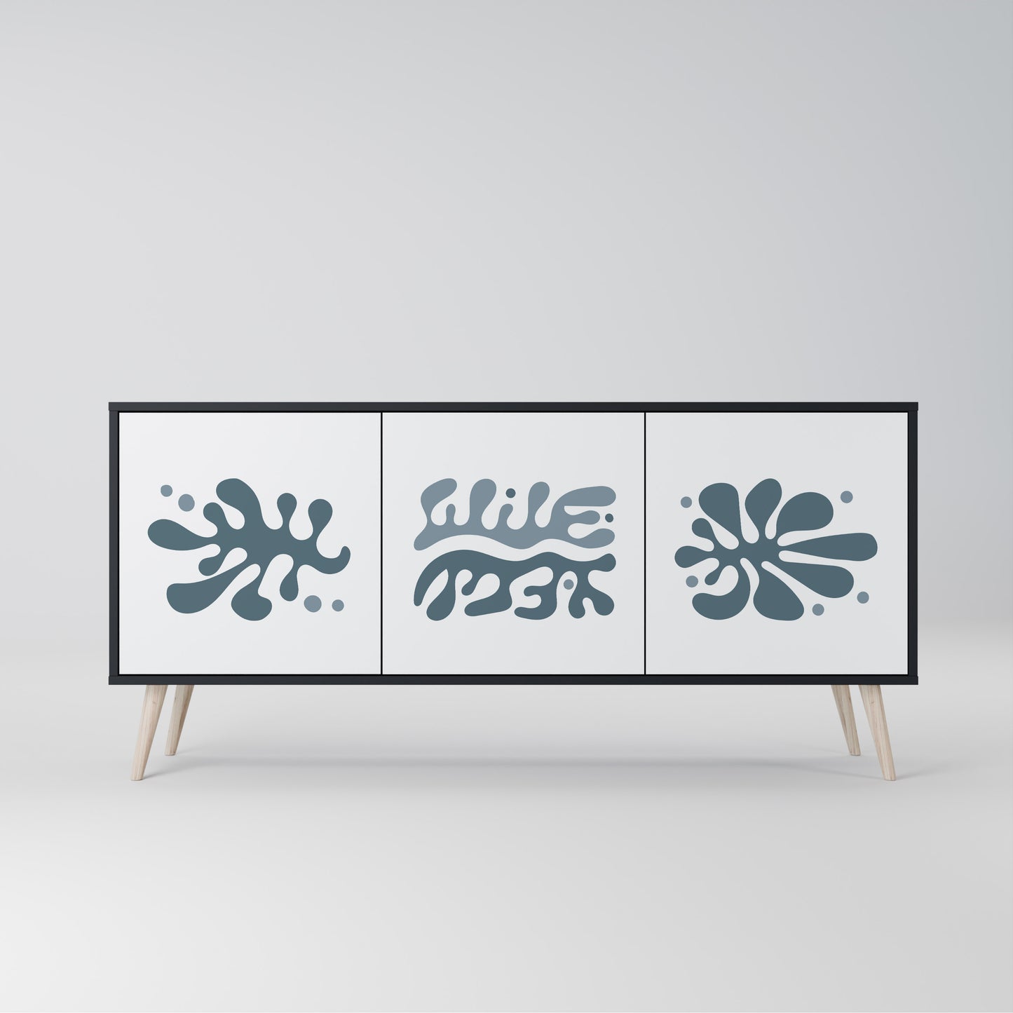 WONDERLAND VEGETATION 3-Door Sideboard in Black Finish