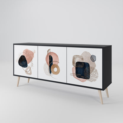 COLORFUL SHAPES 3-Door Sideboard in Black Finish