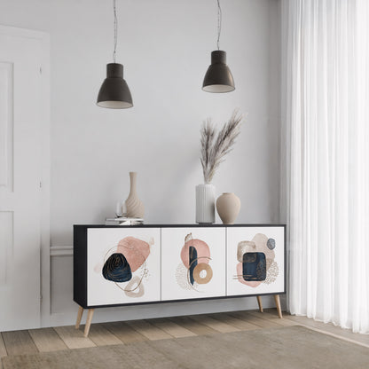 COLORFUL SHAPES 3-Door Sideboard in Black Finish