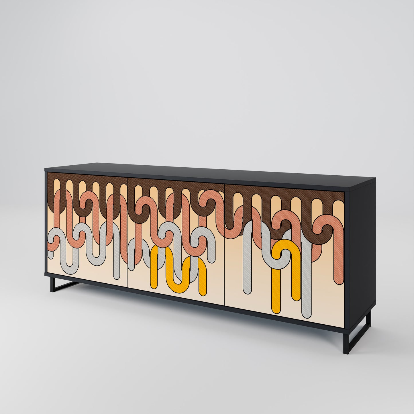 COLORFUL STRINGS 3-Door Sideboard in Black Finish