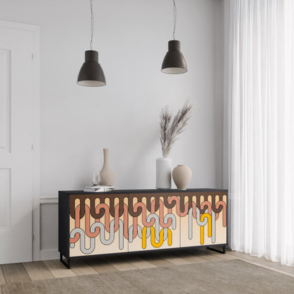 COLORFUL STRINGS 3-Door Sideboard in Black Finish