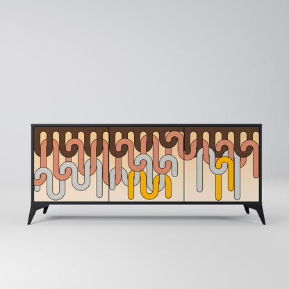 COLORFUL STRINGS 3-Door Sideboard in Black Finish