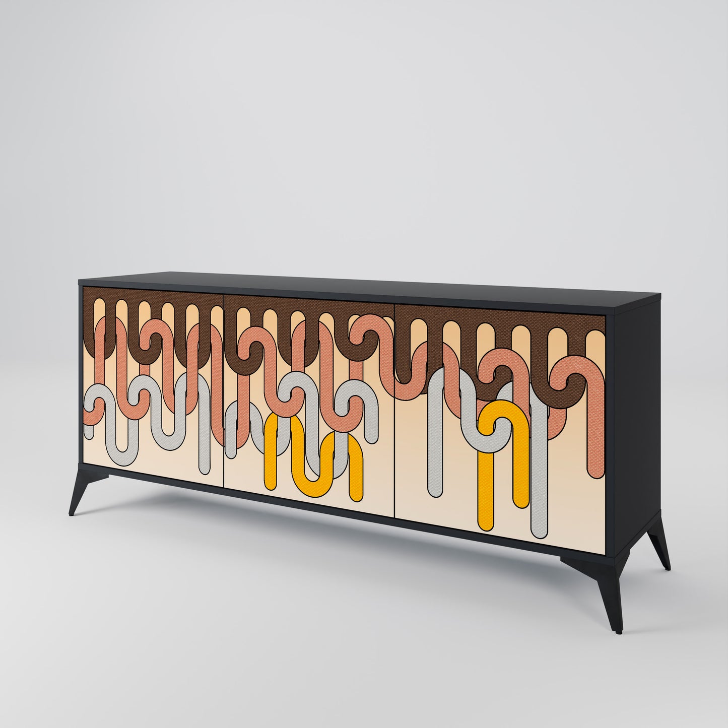 COLORFUL STRINGS 3-Door Sideboard in Black Finish
