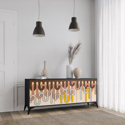 COLORFUL STRINGS 3-Door Sideboard in Black Finish