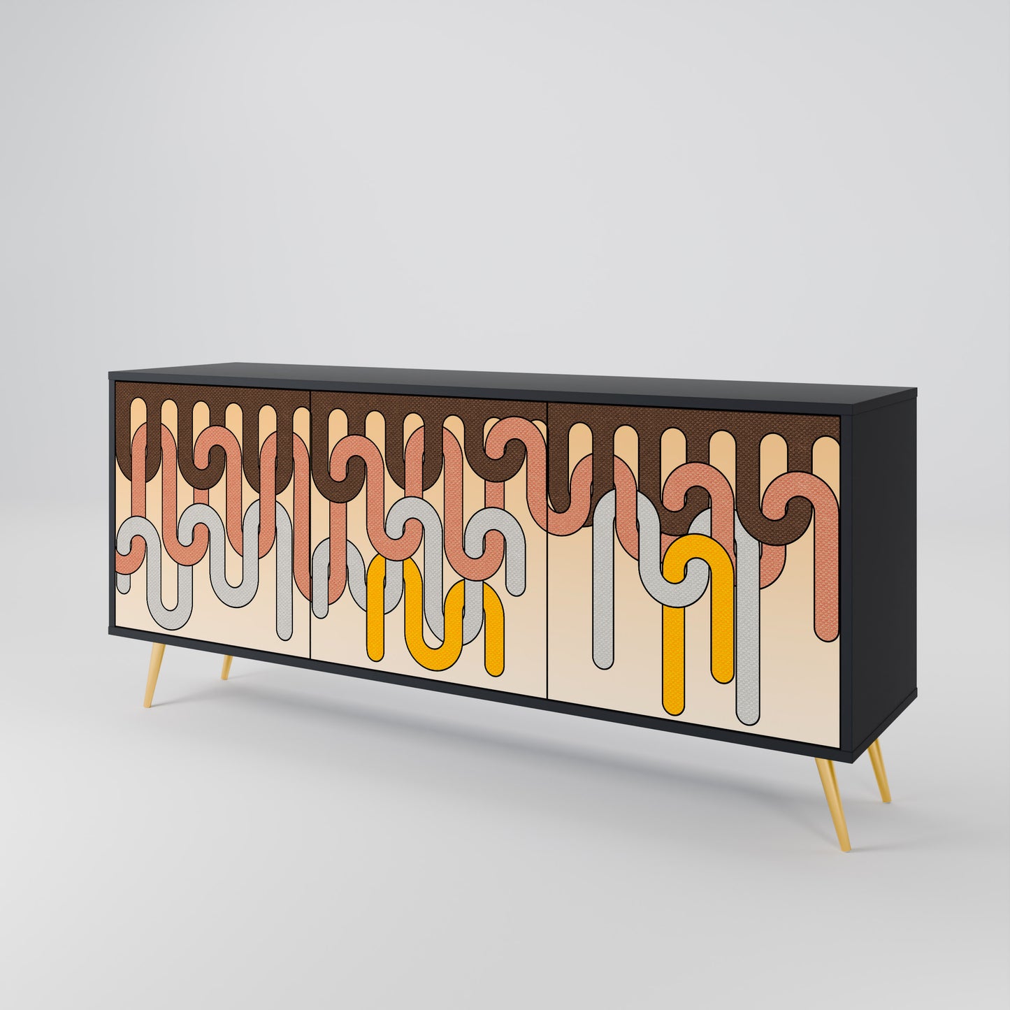 COLORFUL STRINGS 3-Door Sideboard in Black Finish