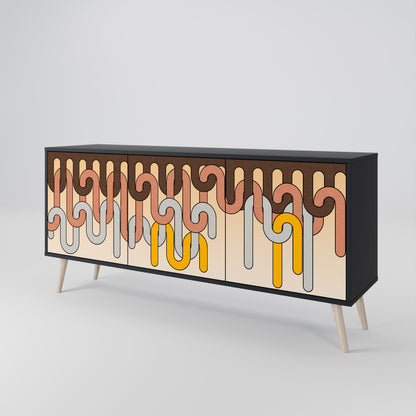 COLORFUL STRINGS 3-Door Sideboard in Black Finish