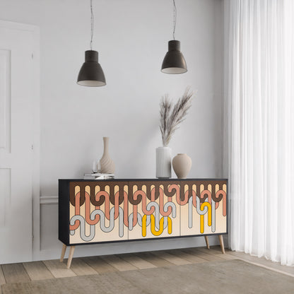 COLORFUL STRINGS 3-Door Sideboard in Black Finish