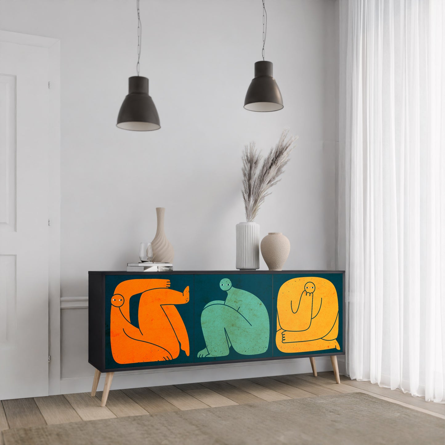 TOGETHER BUT SEPARATELY 3-Door Sideboard in Black Finish