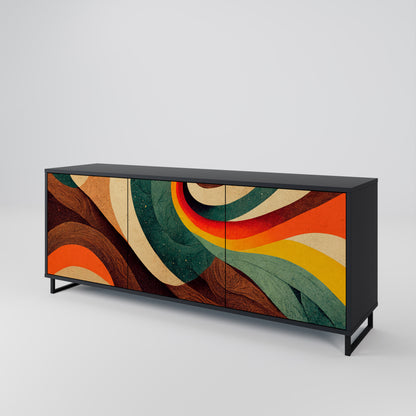 COLORFUL STRANDS 3-Door Sideboard in Black Finish