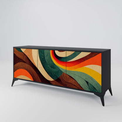 COLORFUL STRANDS 3-Door Sideboard in Black Finish