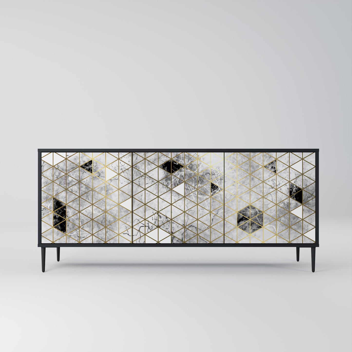 ASHEN ARIA 3-Door Sideboard in Black Finish