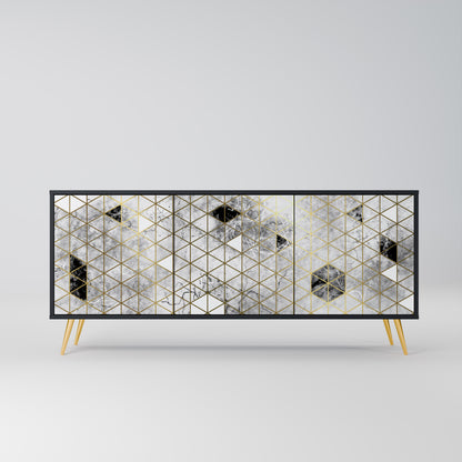 ASHEN ARIA 3-Door Sideboard in Black Finish