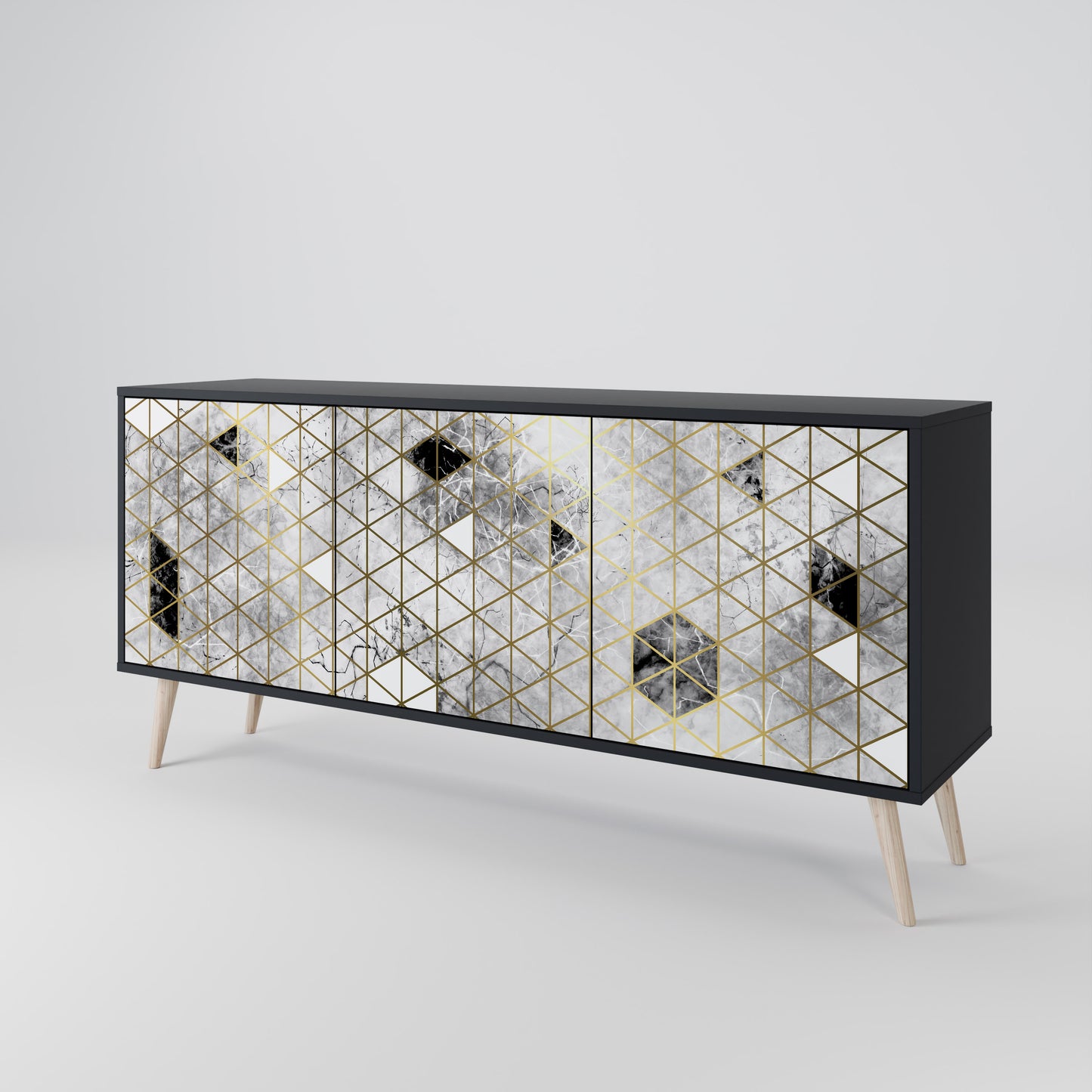 ASHEN ARIA 3-Door Sideboard in Black Finish