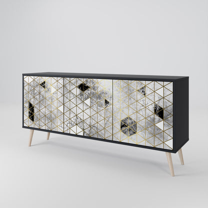 ASHEN ARIA 3-Door Sideboard in Black Finish