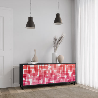 KALEIDOSKOPISK KUBISM 3-dörrars skänk i svart finish