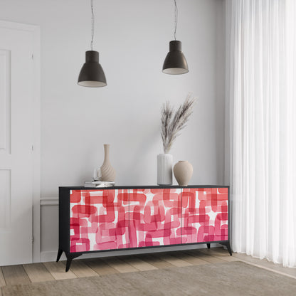 KALEIDOSKOPISK KUBISM 3-dörrars skänk i svart finish