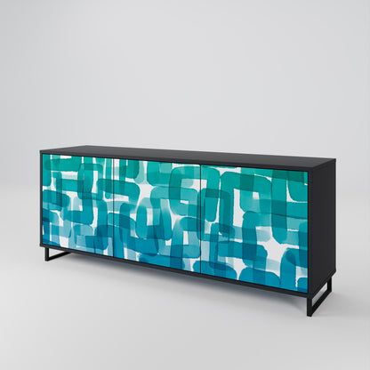 TURQUOISE RECTANGLES Skänk med tre dörrar