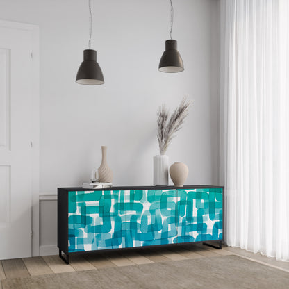 TURKOS RECTANGLES 3-dörrars skänk i svart finish