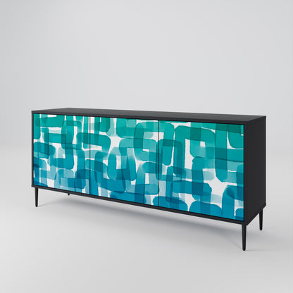 TURQUOISE RECTANGLES Skänk med tre dörrar