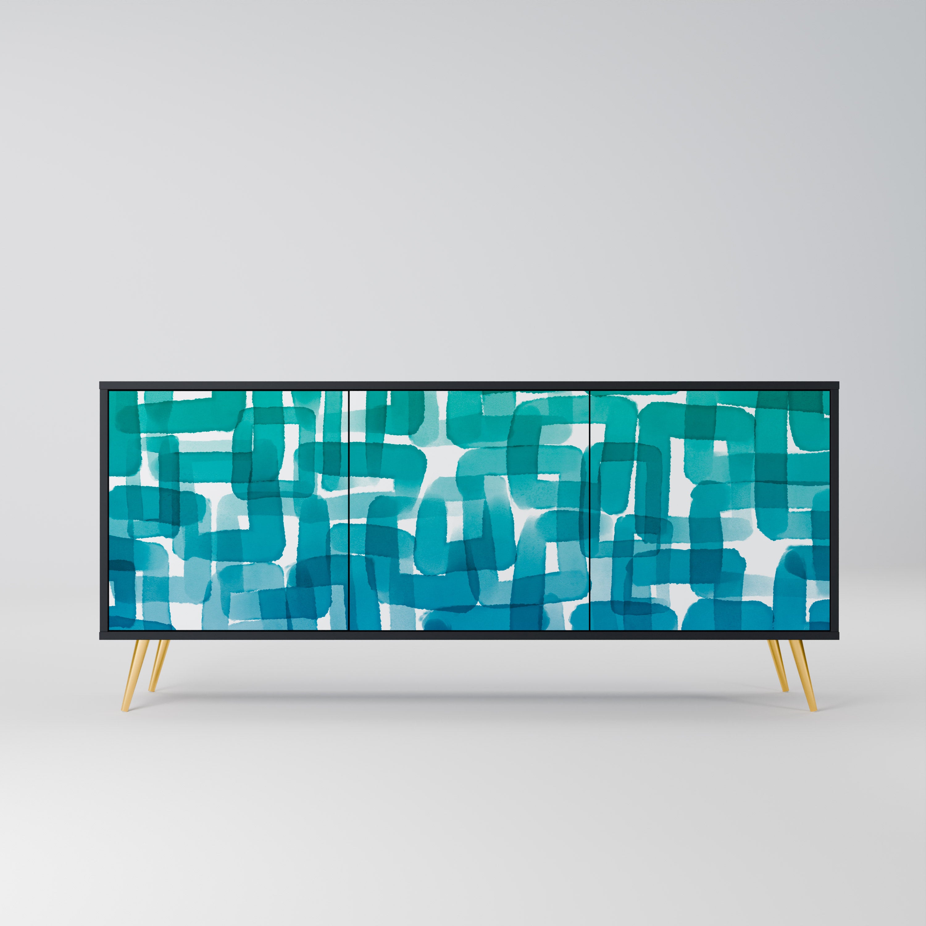 TURKOS RECTANGLES 3-dörrars skänk i svart finish