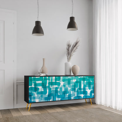 TURKOS RECTANGLES 3-dörrars skänk i svart finish