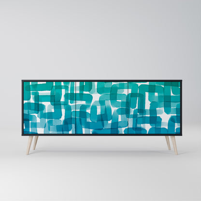 TURKOS RECTANGLES 3-dörrars skänk i svart finish