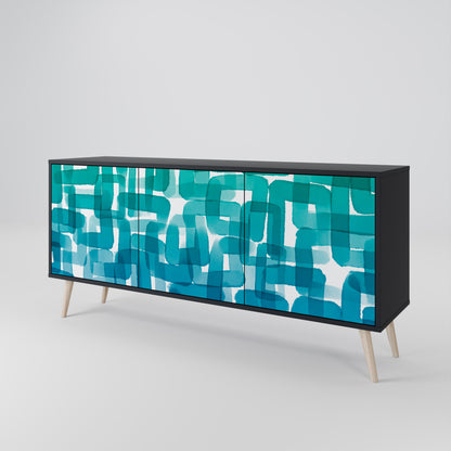 TURKOS RECTANGLES 3-dörrars skänk i svart finish
