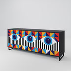 ABSTRACTION AND GEOMETRY 3-Door Sideboard in Black Finish