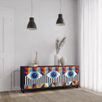 ABSTRACTION AND GEOMETRY 3-Door Sideboard in Black Finish