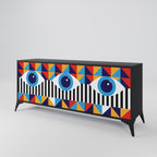 ABSTRACTION AND GEOMETRY 3-Door Sideboard in Black Finish