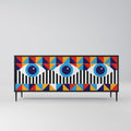 ABSTRACTION AND GEOMETRY 3-Door Sideboard in Black Finish