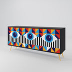 ABSTRACTION AND GEOMETRY 3-Door Sideboard in Black Finish
