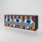 ABSTRACTION AND GEOMETRY 3-Door Sideboard in Black Finish