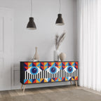 ABSTRACTION AND GEOMETRY 3-Door Sideboard in Black Finish