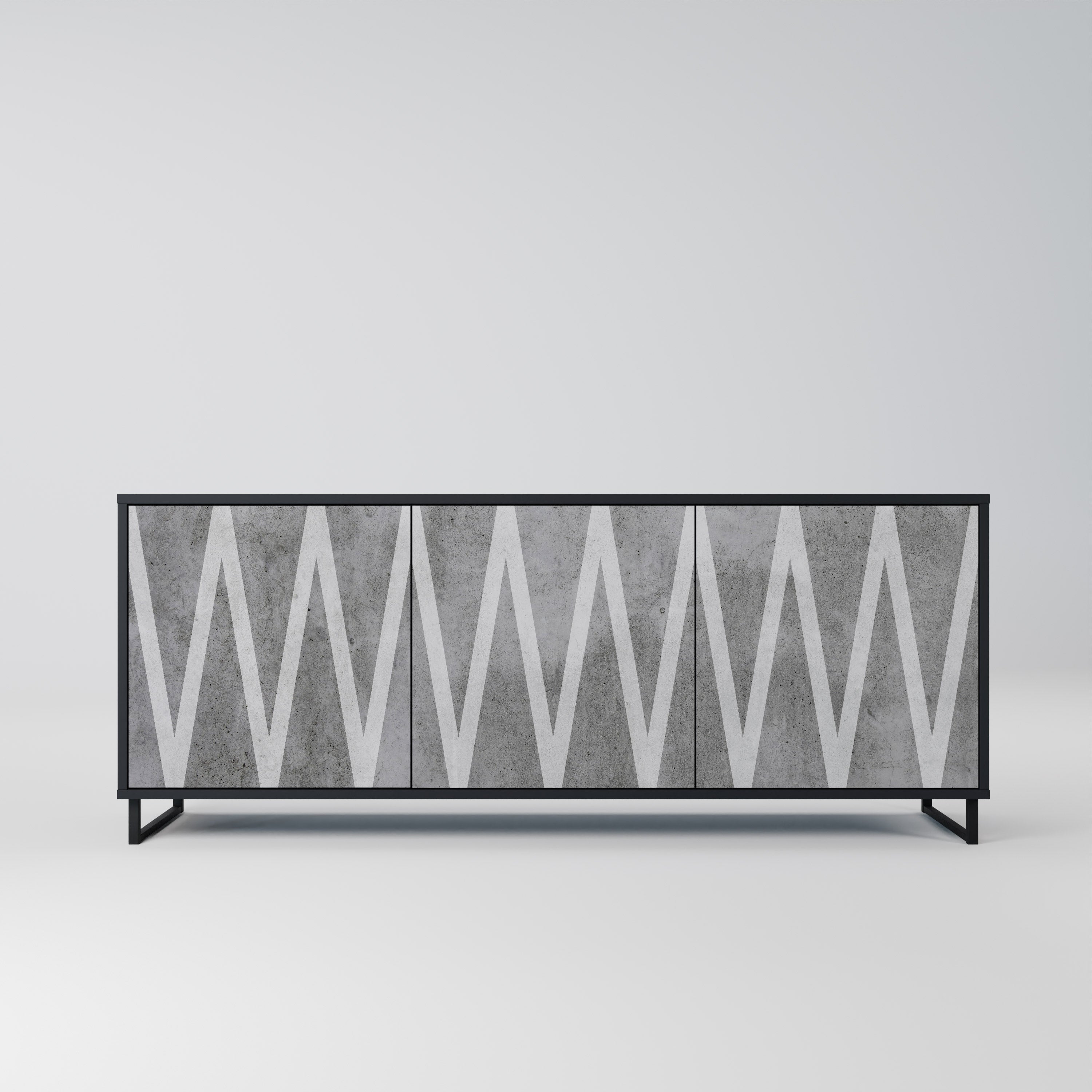SOLID ZIG ZAG 3-dörrars skänk i svart finish