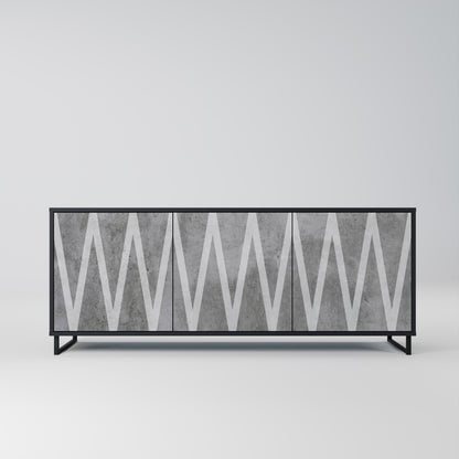 SOLID ZIG ZAG 3-dörrars skänk i svart finish