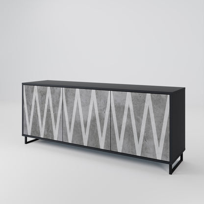 SOLID ZIG ZAG 3-dörrars skänk i svart finish