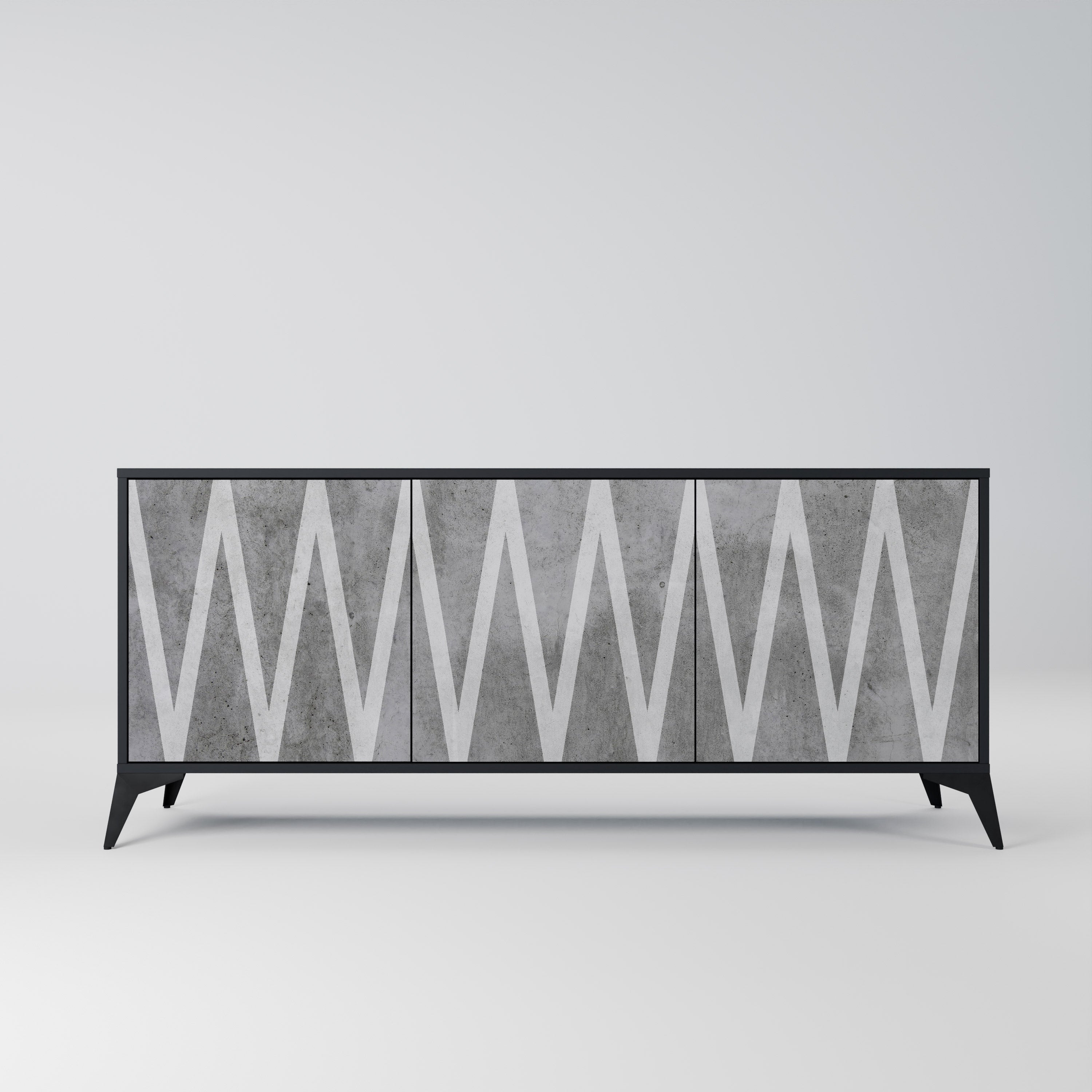 SOLID ZIG ZAG 3-dörrars skänk i svart finish