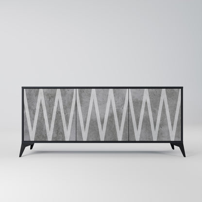 SOLID ZIG ZAG 3-dörrars skänk i svart finish