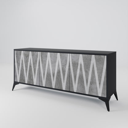 SOLID ZIG ZAG 3-dörrars skänk i svart finish