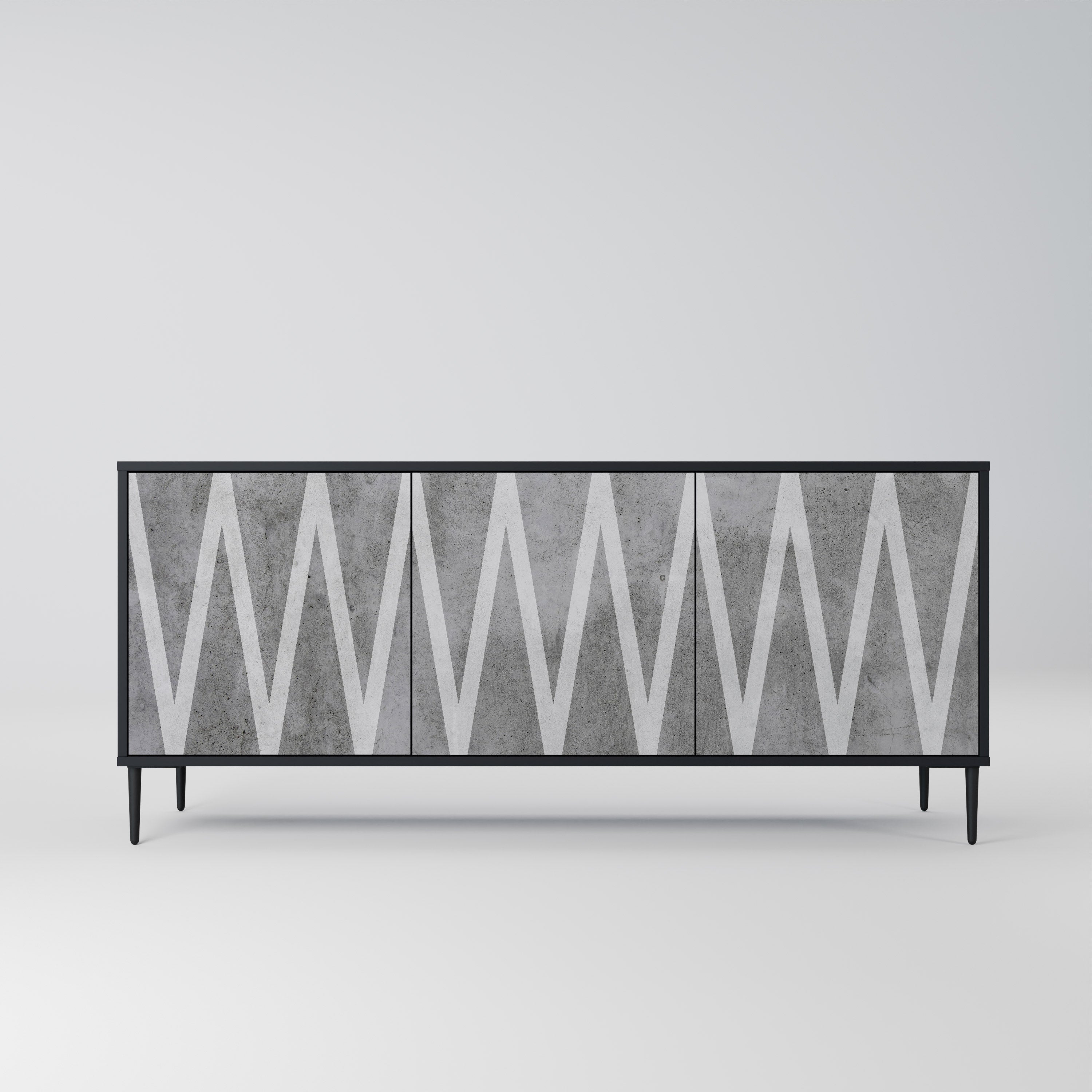 SOLID ZIG ZAG 3-dörrars skänk i svart finish