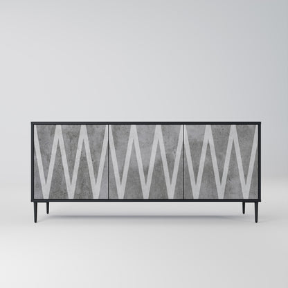 SOLID ZIG ZAG 3-dörrars skänk i svart finish