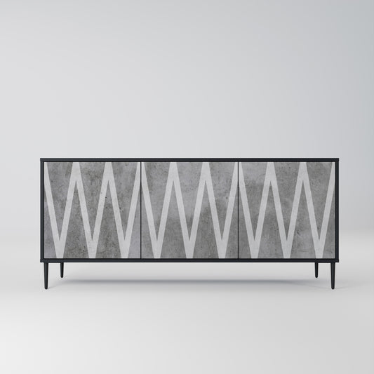 SOLID ZIG ZAG 3-dörrars skänk i svart finish