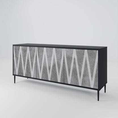 SOLID ZIG ZAG 3-dörrars skänk i svart finish