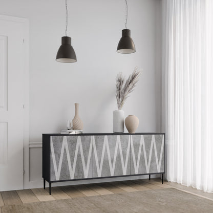 SOLID ZIG ZAG 3-dörrars skänk i svart finish