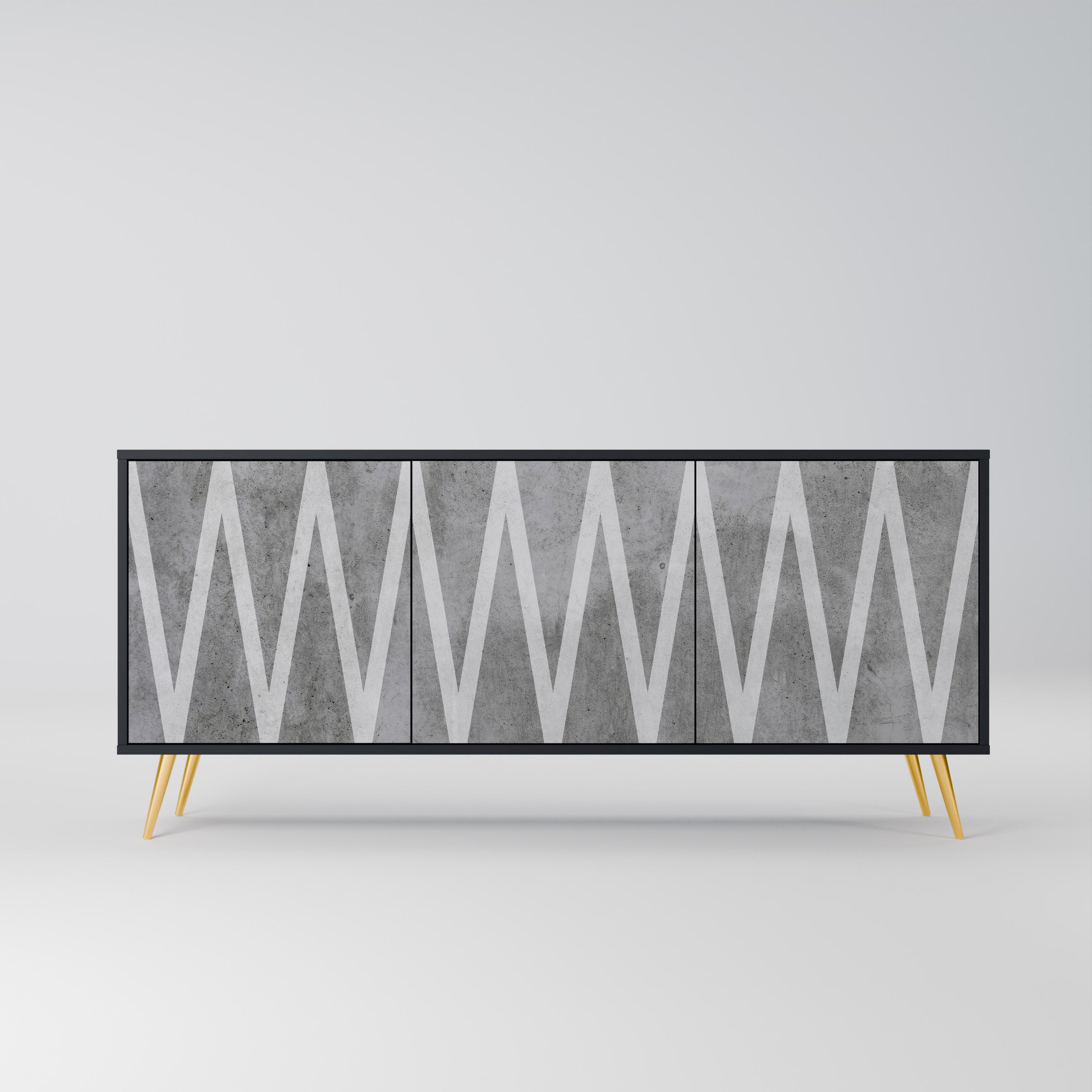SOLID ZIG ZAG 3-dörrars skänk i svart finish