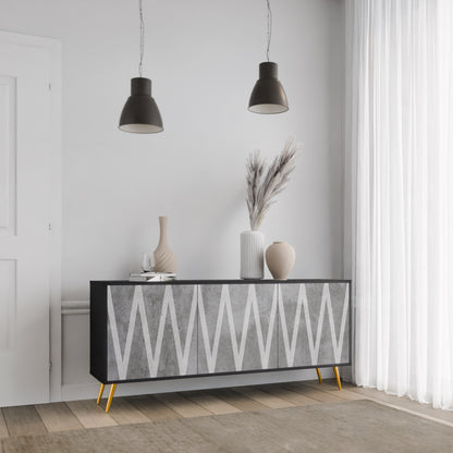 SOLID ZIG ZAG 3-dörrars skänk i svart finish