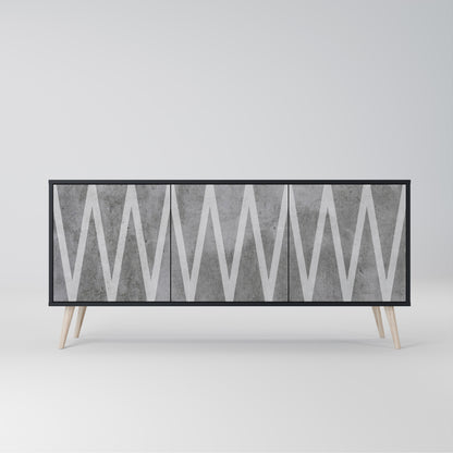 SOLID ZIG ZAG 3-dörrars skänk i svart finish